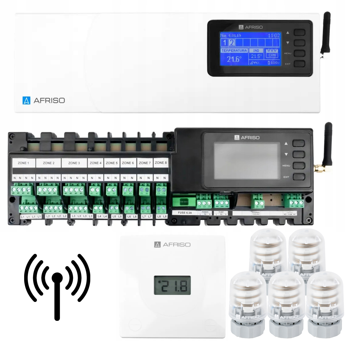 Lišta Podlahového Vykurovania Bezdrôtový Termostat Pohon 5 Ks Afriso
