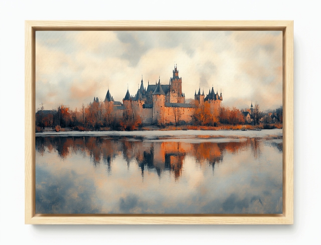 Obraz Rám Americký Box Krajina Památka Zámek Pevnost Řeka Odraz 100x75