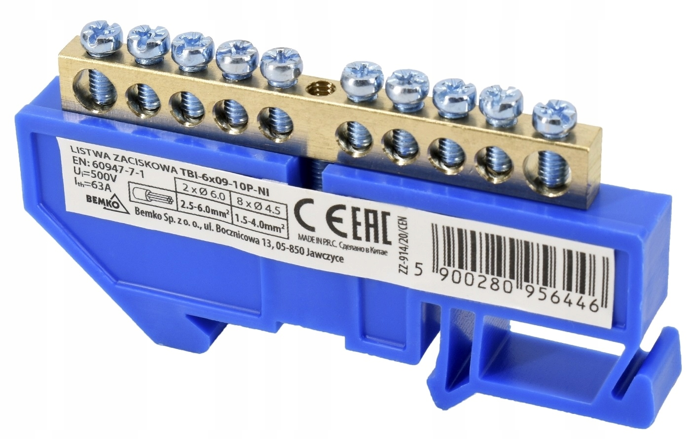 

Mostek Na Szynę Listwa Zaciskowa Złączka 6x9 10TOR