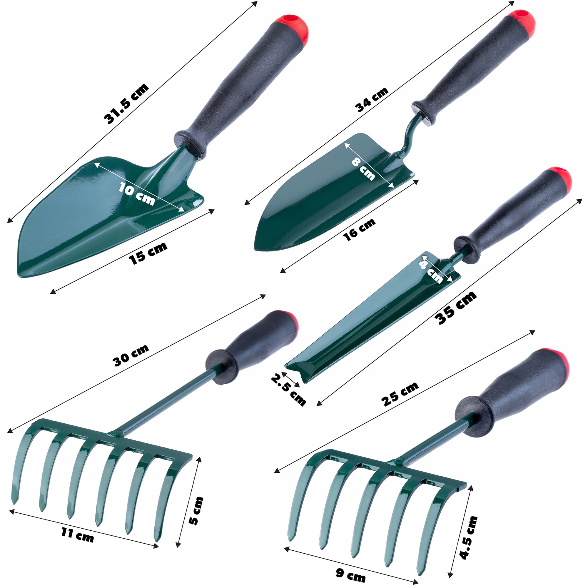 ZESTAW NARZĘDZI OGRODNICZYCH 5w1 GRABIE GRABKI ŁOPATKA WYCINACZ PAZURKI Kod producenta K9867