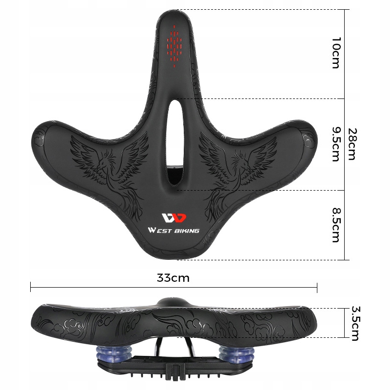 SIODEŁKO ROWEROWE SPORTOWE WYGODNE MIĘKKIE Szerokość 330 mm