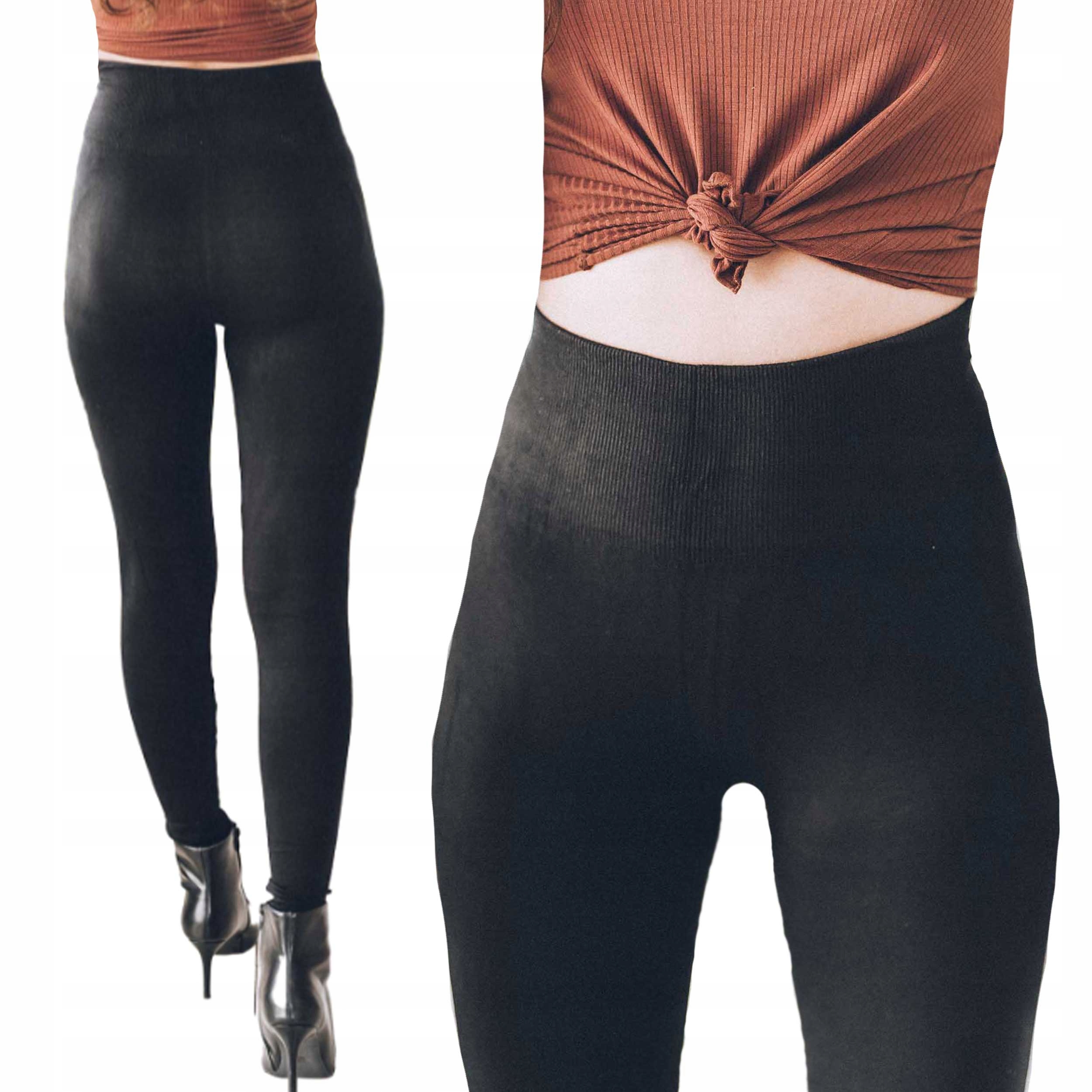 

Czarne getry bambusowe legginsy damskie XL/XXL