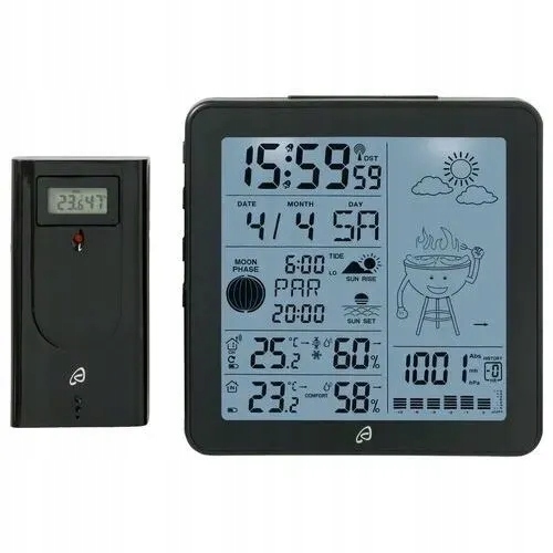 Auriol Stacja pogodowa radiocontrol zegar budzik 4-LD5531 CZARNA(R-A/G-850)
