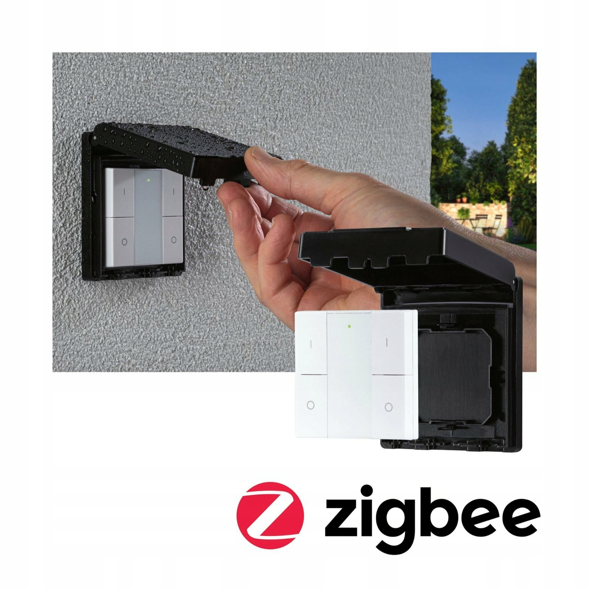 Paulmann Zigbee Smart Home vypínač vonkajší čierny, On/Off/Dimm, IP44