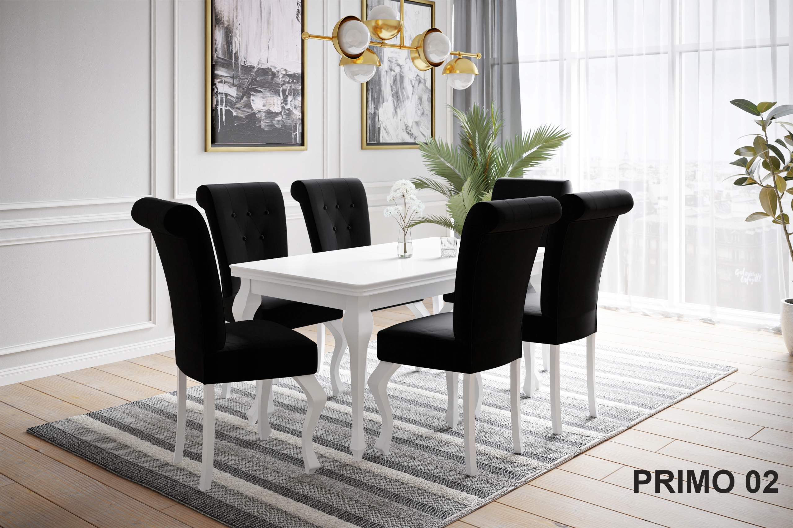 Stół 200/300 LUDWIK GLAMOUR BIAŁY POŁYSK DO SALONU Wysokość mebla 77 cm