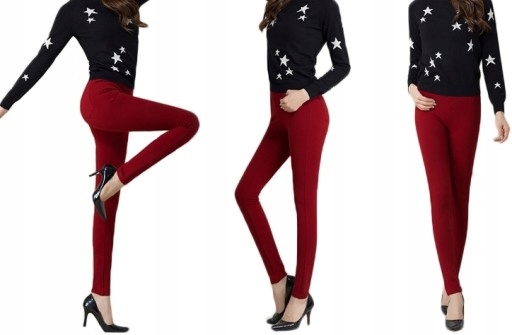 

Spodnie Bordowe Legginsy Z Kieszeniami Bawełna Xs