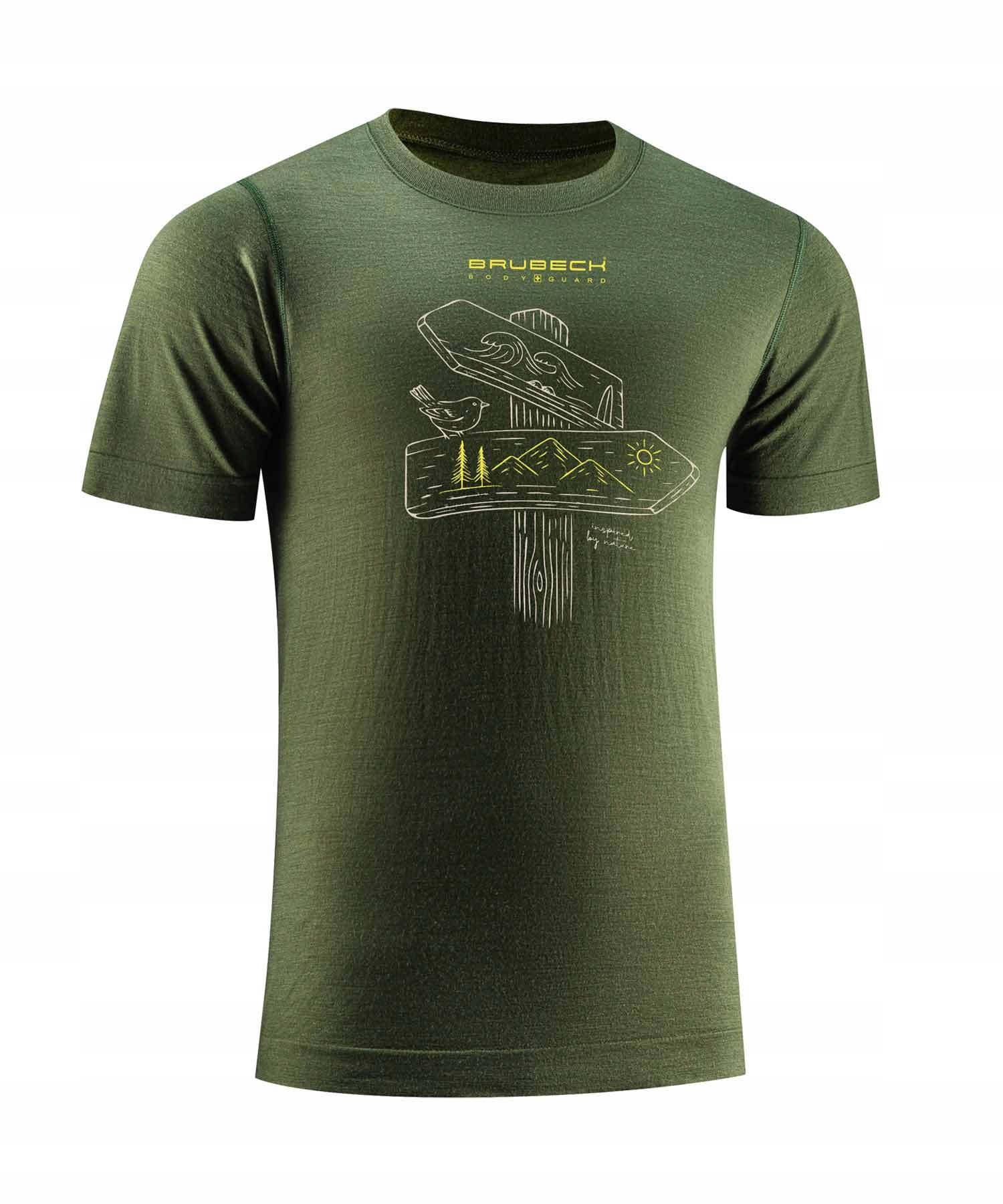 Męska podkoszulka Z Wełną Merino Wool Brubeck Outdoor W góry zielony 2XL