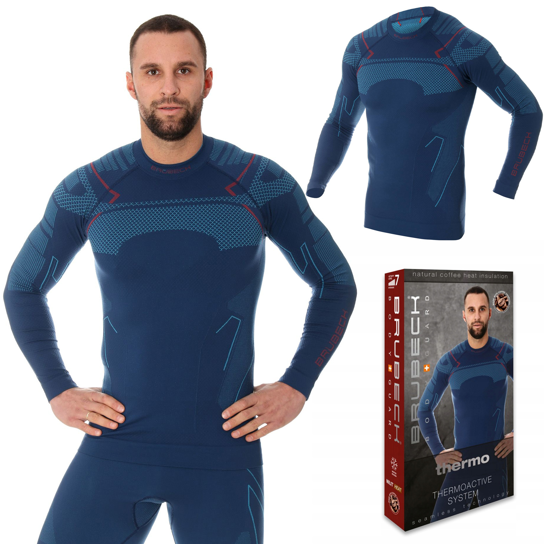 Pánská Mikina Termoaktivní zimní lyžařská mikina s dlouhým rukávem Brubeck Thermo XXL