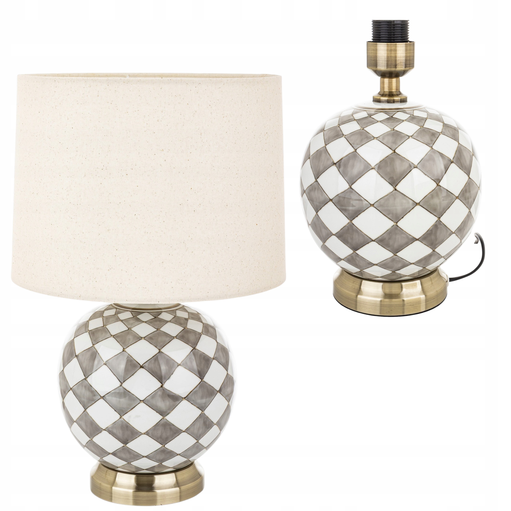 Lampa S Tienidlom Keramická Lampa Elegantná Štýlová Béžová Biela 46 CM