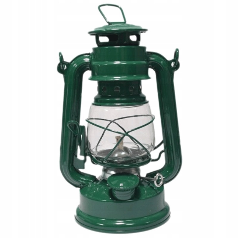 

Lampa naftowa retro wisząca na olej naftę zielona