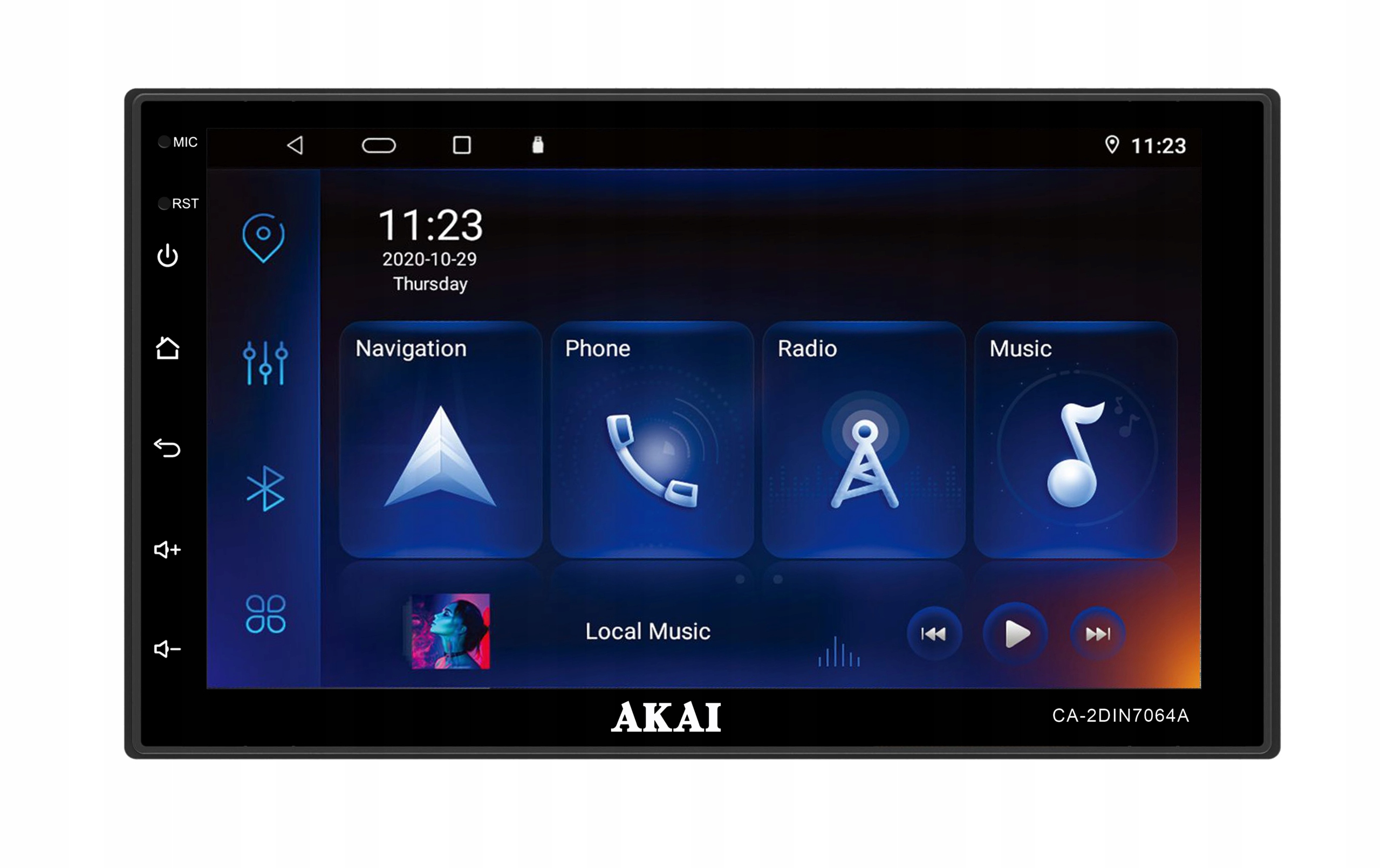 Autorádio Akai, CA-2DIN7064A, android, ovládání na volantu, Fm, Usb, Blueto