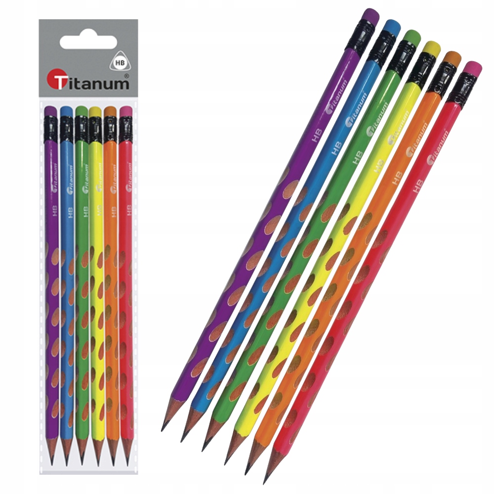 

Zestaw ołówek szkolny z gumką 6 szt. neon Hb