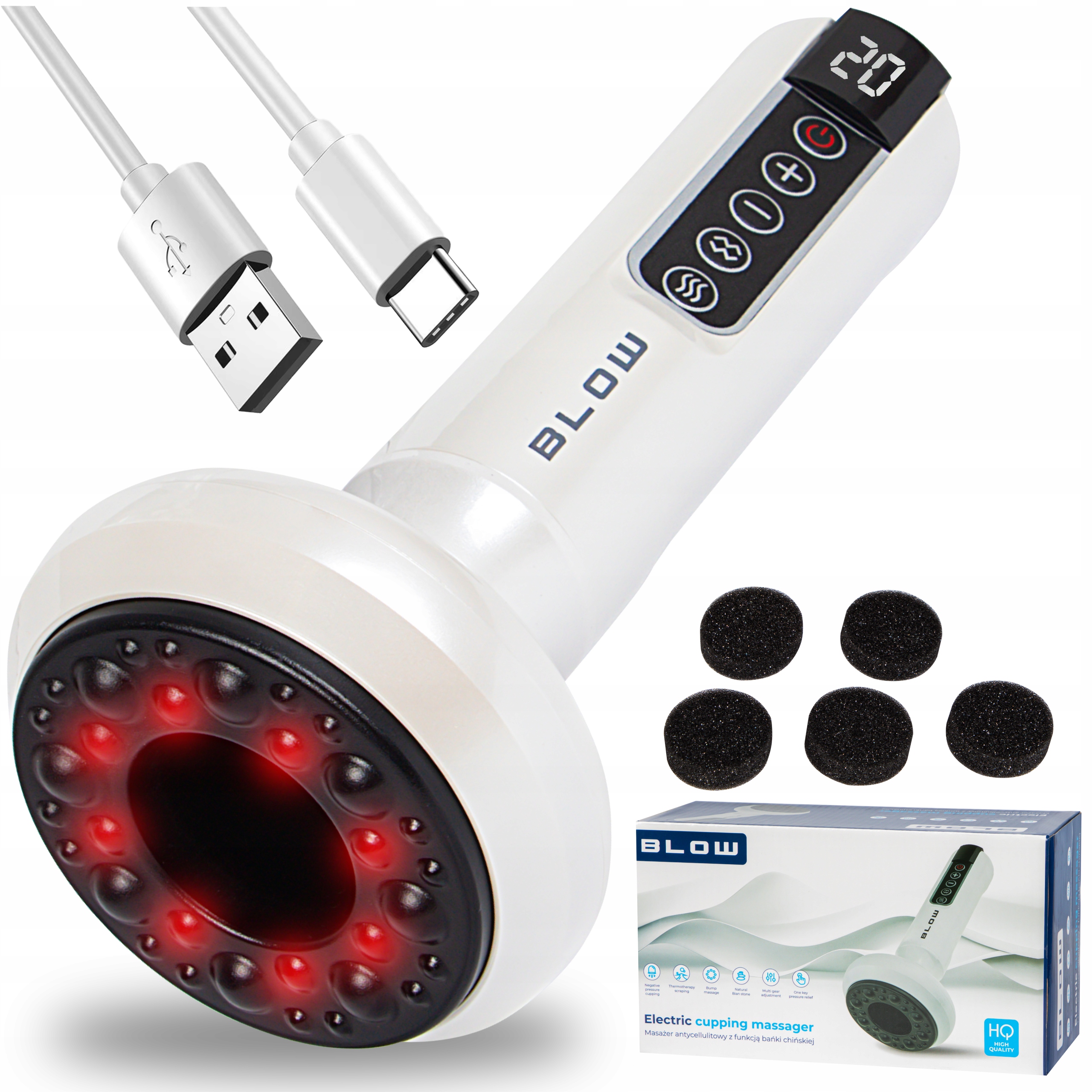 44-338# Masażer antycelulitowy z funkcją bańki chińskiej blow cupping pro
