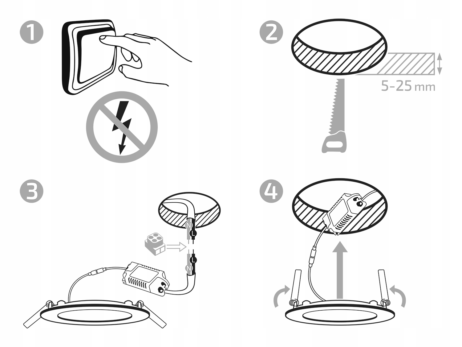 PANEL LED PODTYNKOWY OKRĄGŁY 3W PLAFON BIAŁY NEUTRALNY 4500K Rodzaj gwintu zintegrowane źródło LED