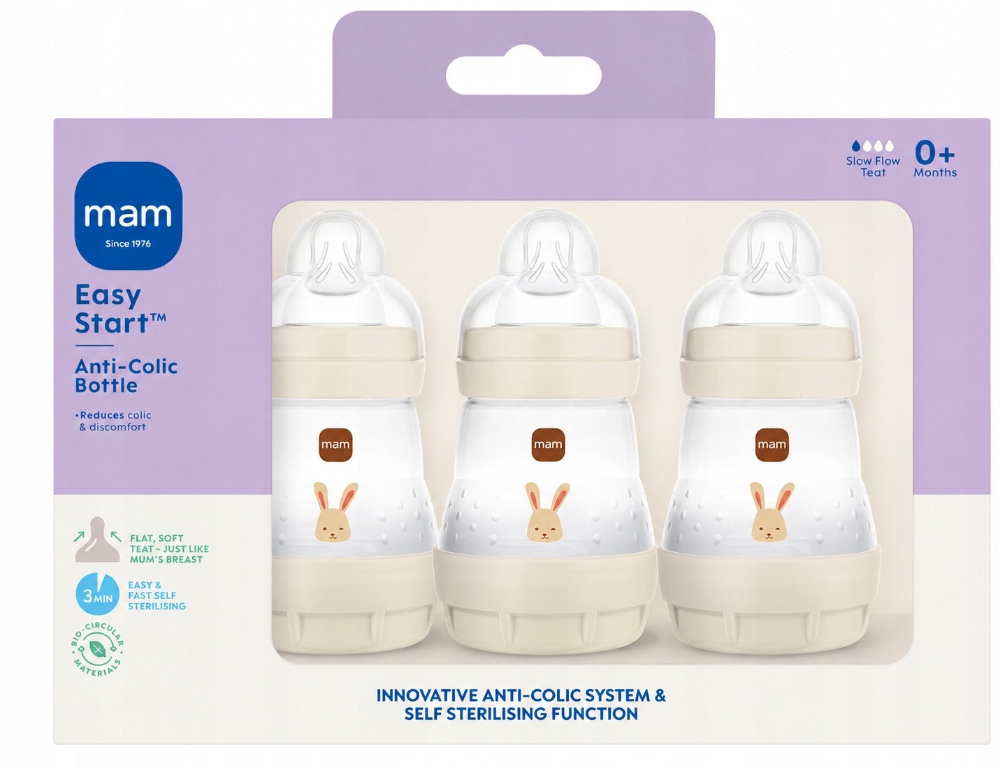 Butelka Antykolkowa Dla Niemowląt Mam Easy Start Anti-colic 3 X 160 ML 0+
