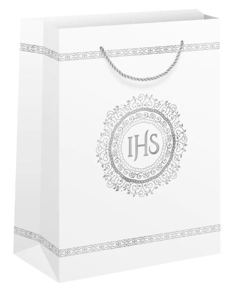 TOREBKA PREZENT KOMUNIA IHS SREBRNY PASEK 1szt L