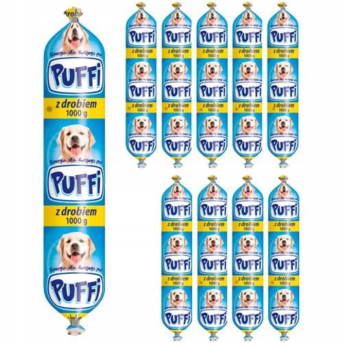 Levně Klobásová tyčinka Krmivo pro psy s drůbeží Puffi 10 x 1 kg