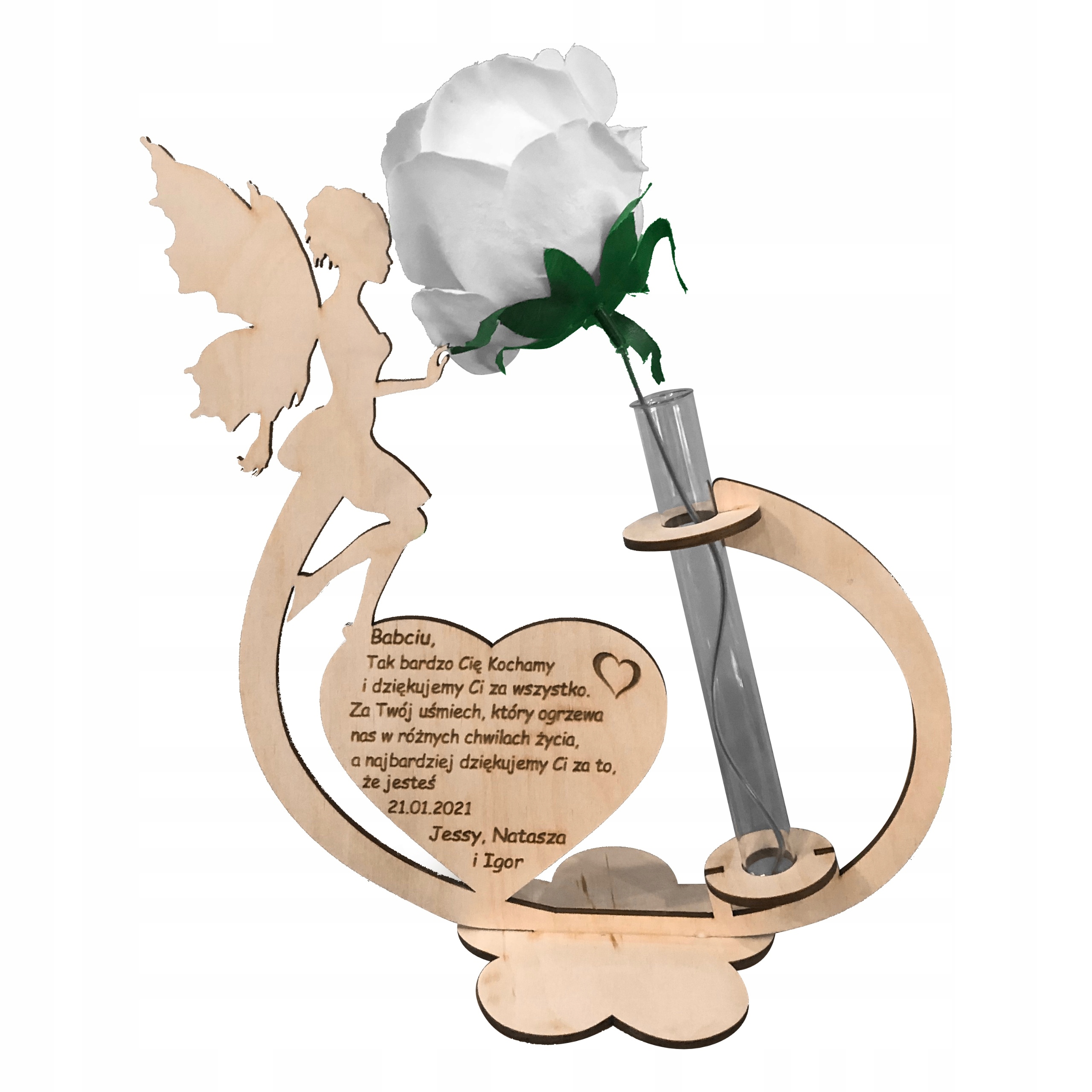 Den babičky Gravírovaná soška skleněná váza