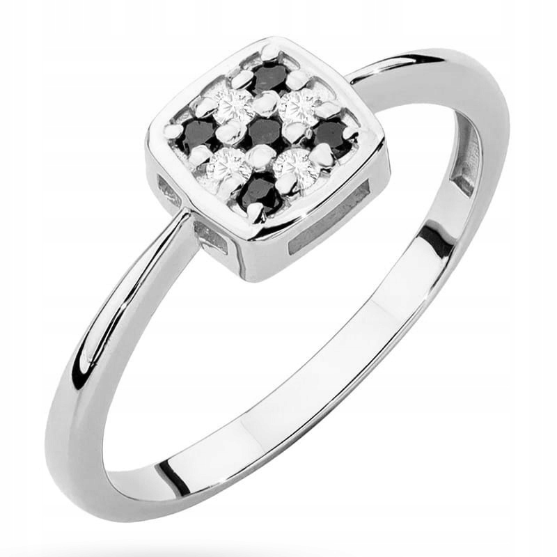 Zlatý Prstýnek 585 Šachovnice Brilianty 0,07 ct