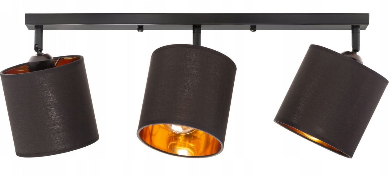 

Lampa sufitowa listwa potrójna czarna abażur Oro