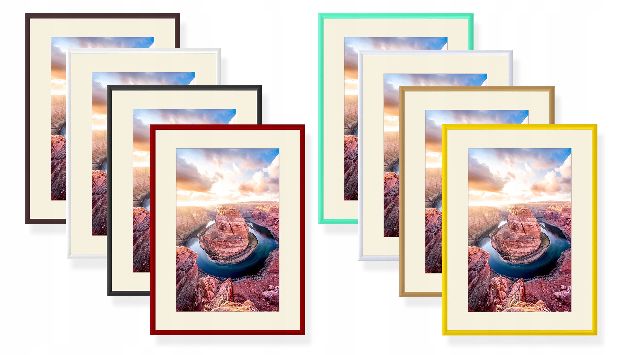 RAMA ALUMINIOWA 50x70 cm PASSE-PARTOUT 40x60 cm Materiał metal