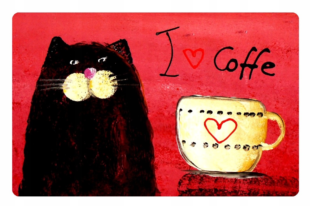 

Magnes na lodówkę kot i kawa kawka z kotem