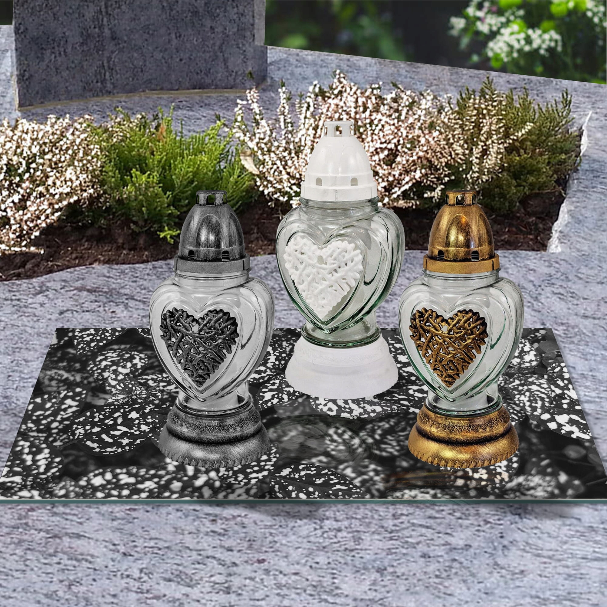 SZKLANA PODSTAWKA POD ZNICZE 60x20cm Liście 29c Materiał szkło hartowane