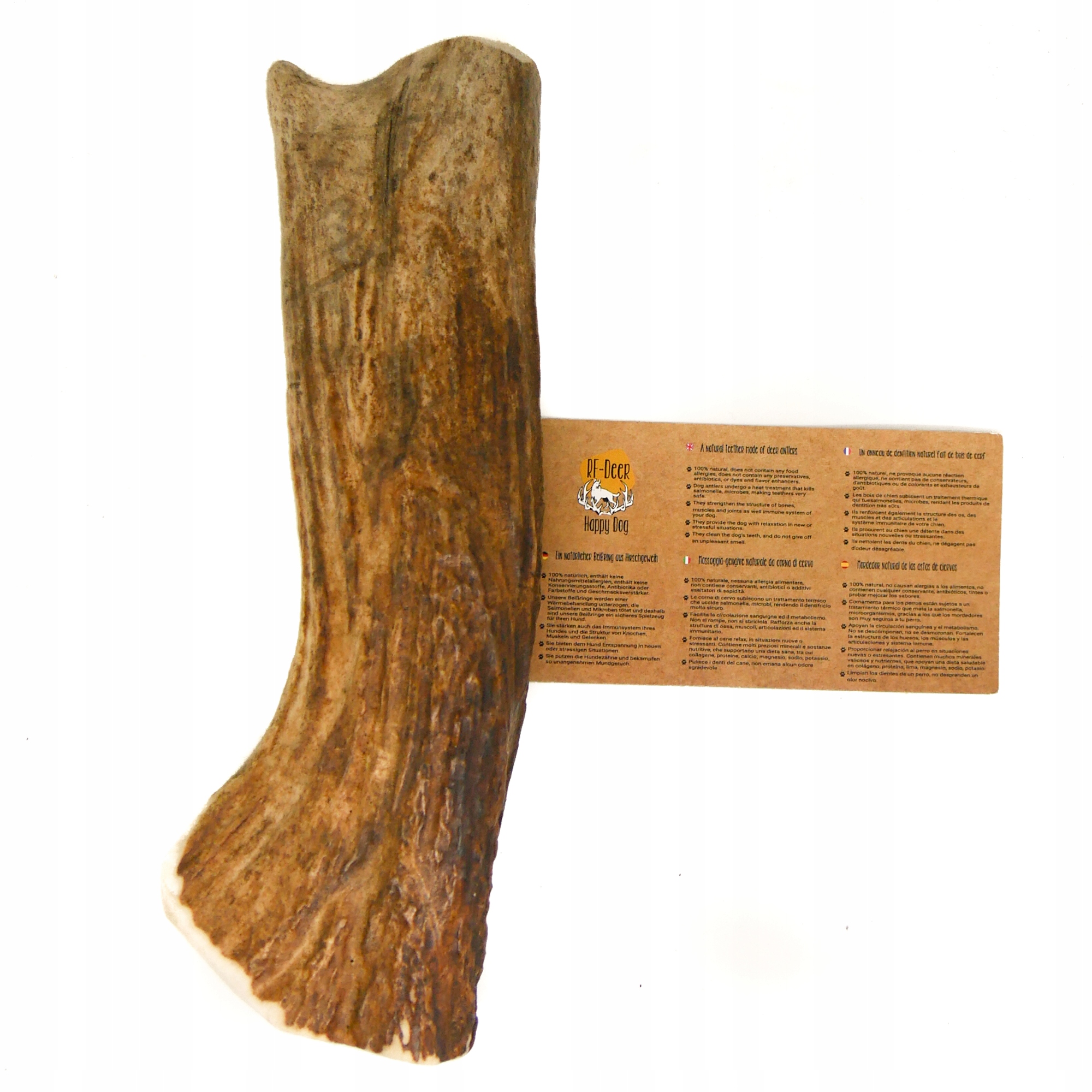 Levně XXL Tvrdý losí paroh 190-280 g Kousací hračka z paroží pro psy 17-21 cm