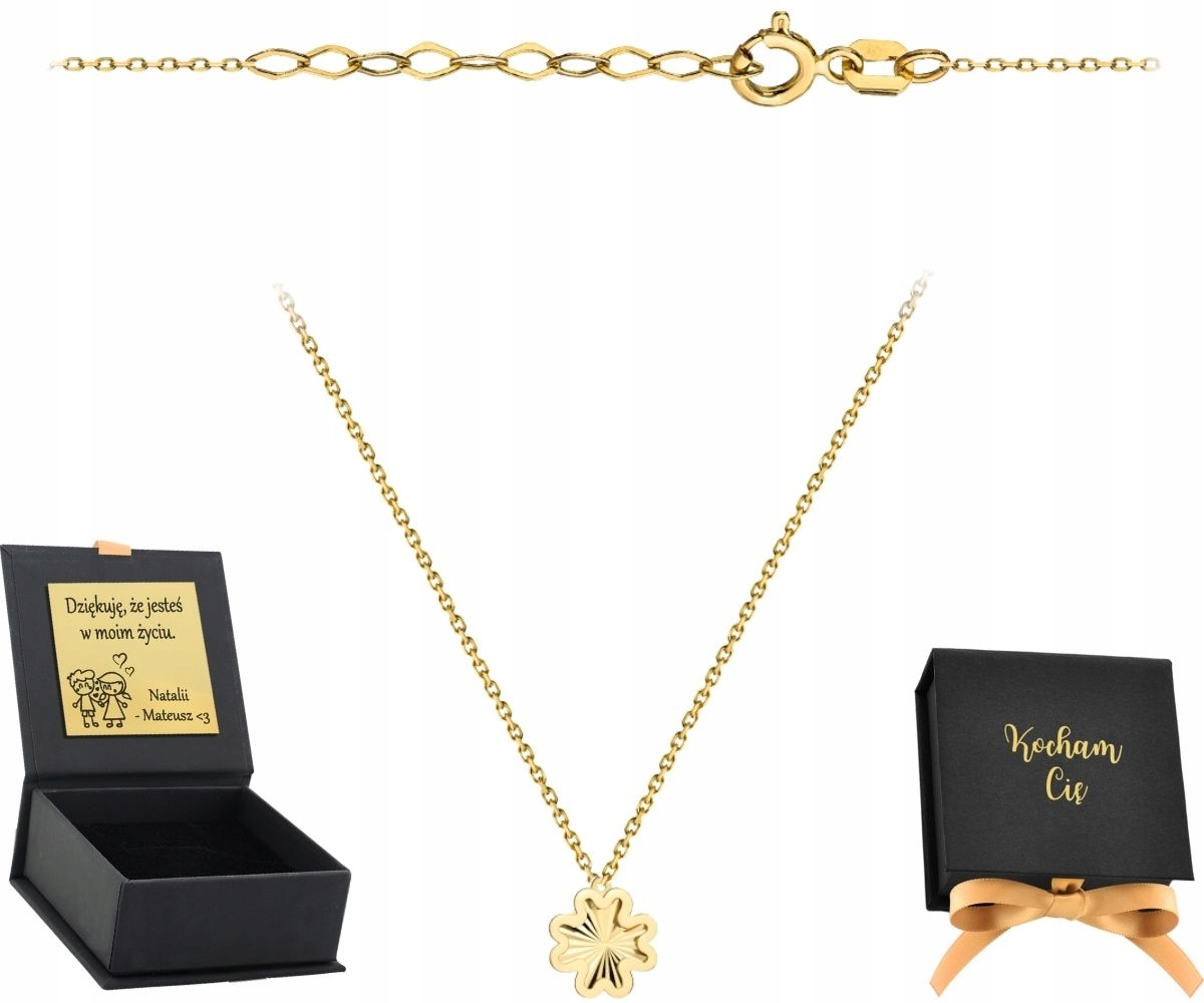 Zlatý náhrdelník s diamantovou koničkou v hladkém obalu 585 Dárek