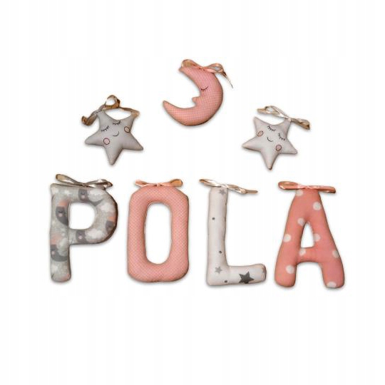 Letters sewn with the child's name ПОЛЯ + 3 free decors