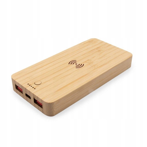 Bambusowy bezprzewodowy power bank 8000 mAh