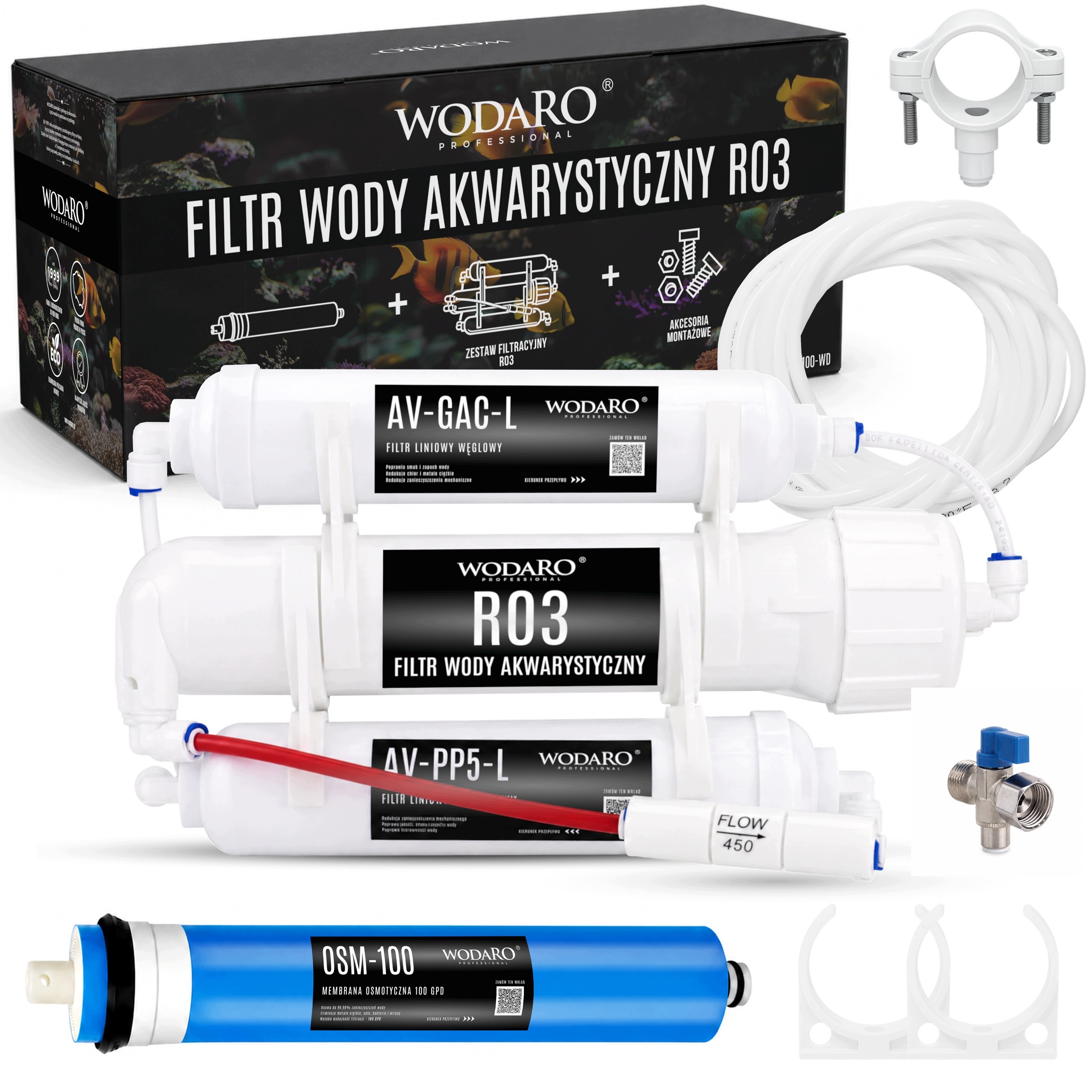 Odwrócona Osmoza do Akwarium WodaRO RO3 100 Gpd Filtr Wody Akwarystyczny Ro