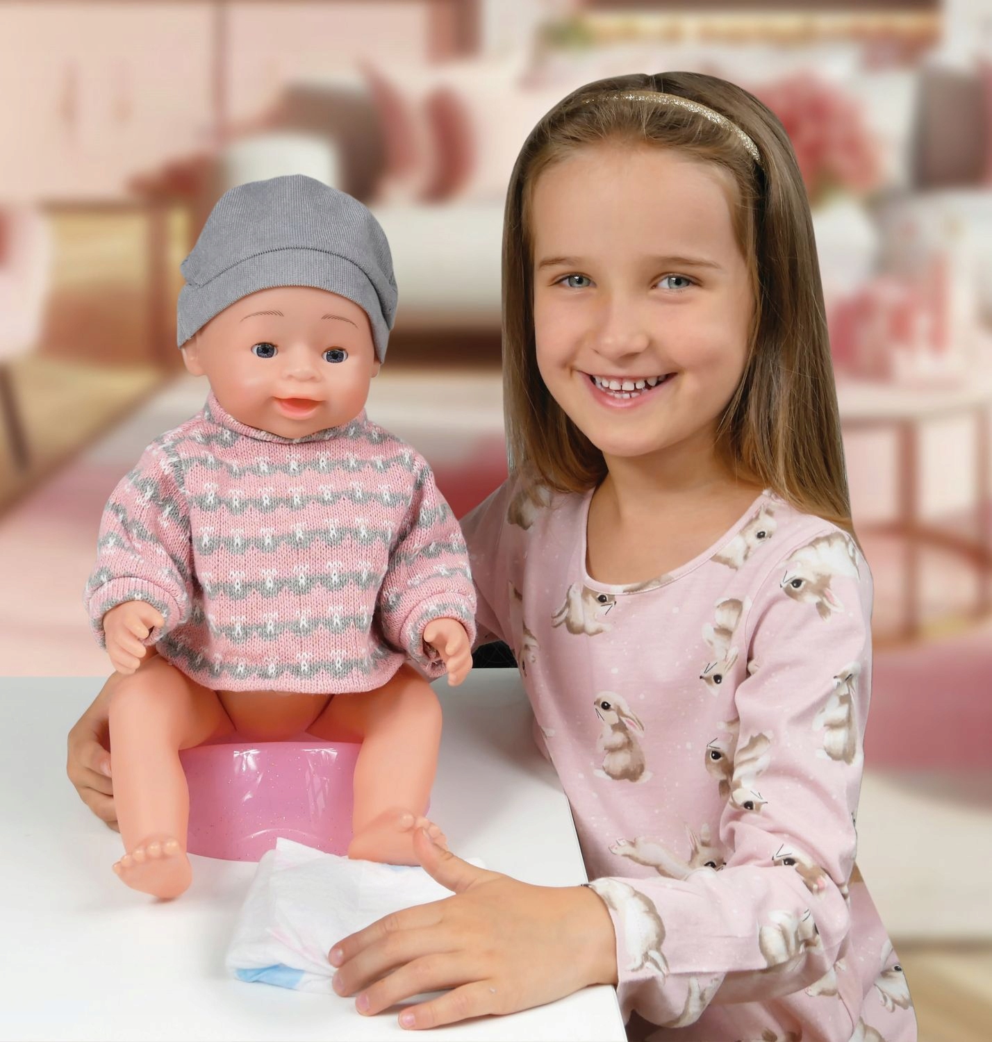 LALKA NATALIA SIKAJĄCA BOBAS 43 cm SIUSIA ŚMIEJE SIĘ GAWORZY Z NOCNIKIEM Kod producenta 170645