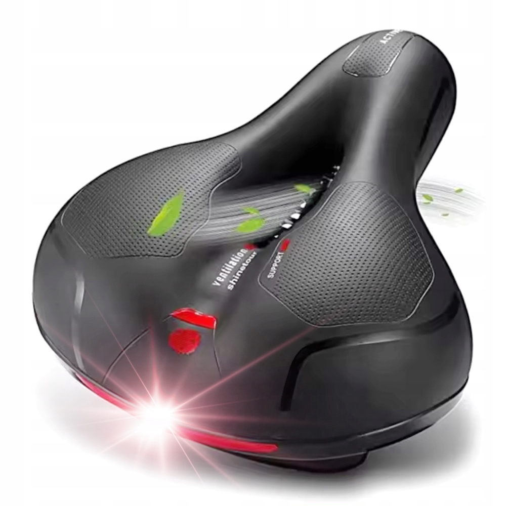 SIODEŁKO ROWEROWE NA SPRĘŻYNACH SPORTOWE ANTYWSTRZĄSOWE WENTYLACJA ODBLASK