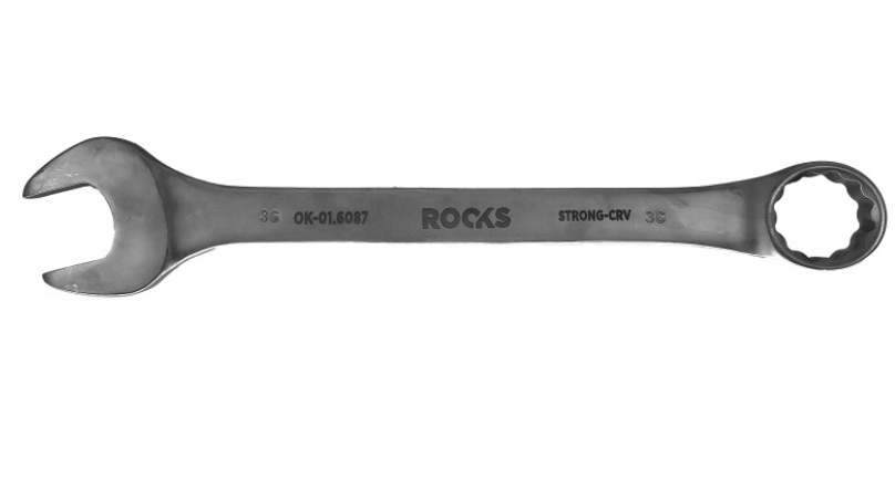 Rooks Klucz płasko-oczkowy 36 mm, stal 31CrV3, Double Chrome, Din 3113A