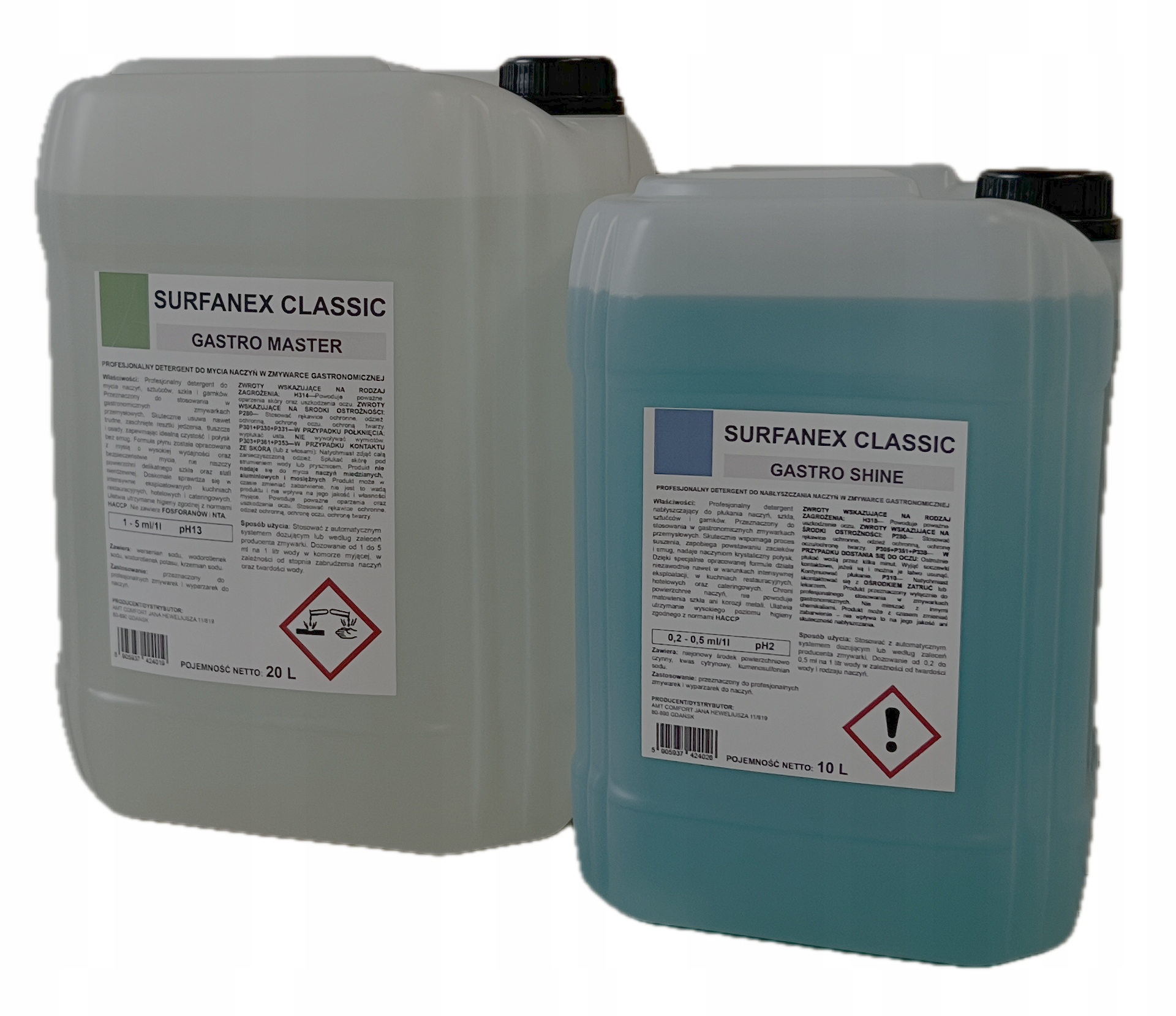 Zestaw 20l płyn myjący 10l nabłyszczający do zmywarki gastronomicznej