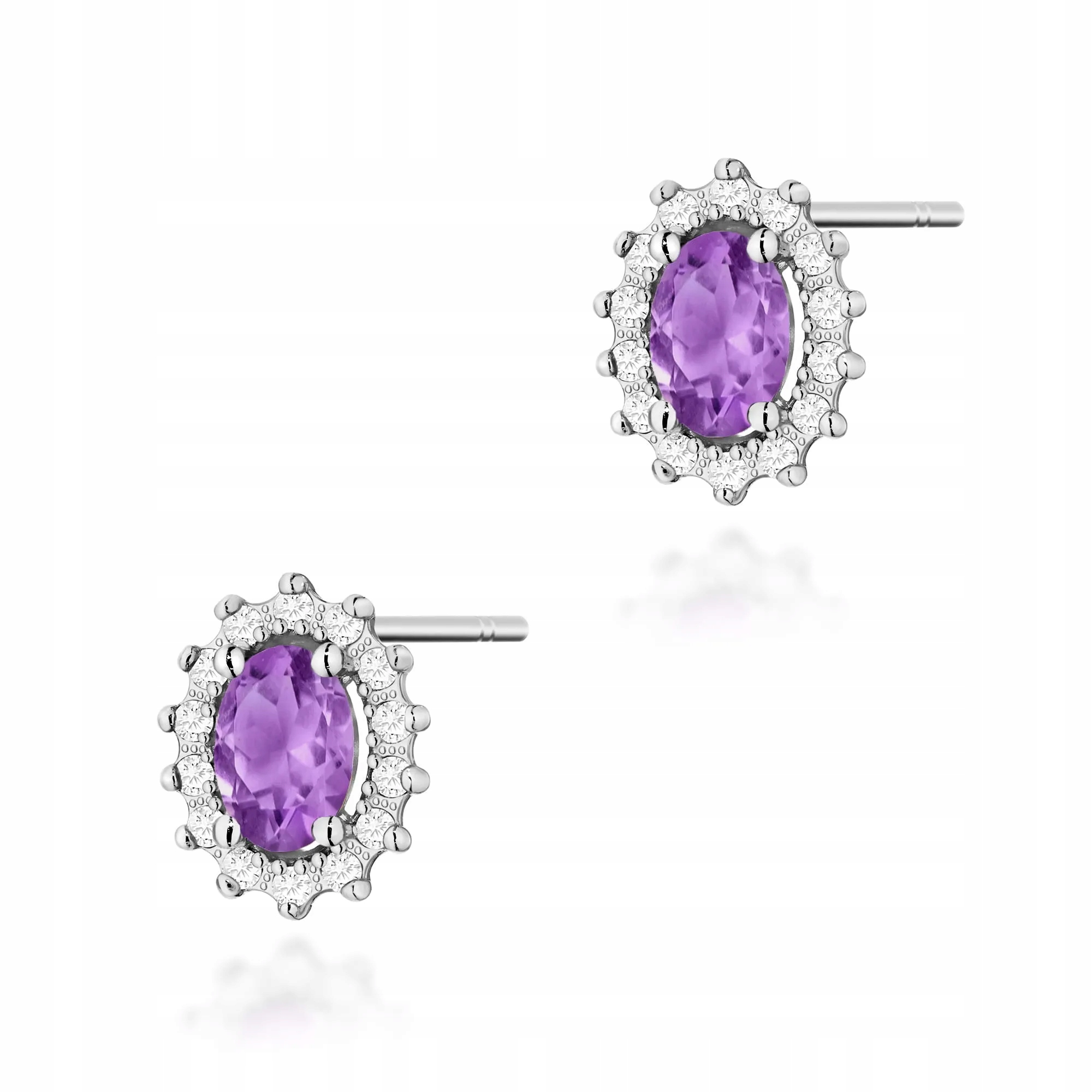 Złote kolczyki z ametystem 2 x 0,40ct białe złoto pr. 585