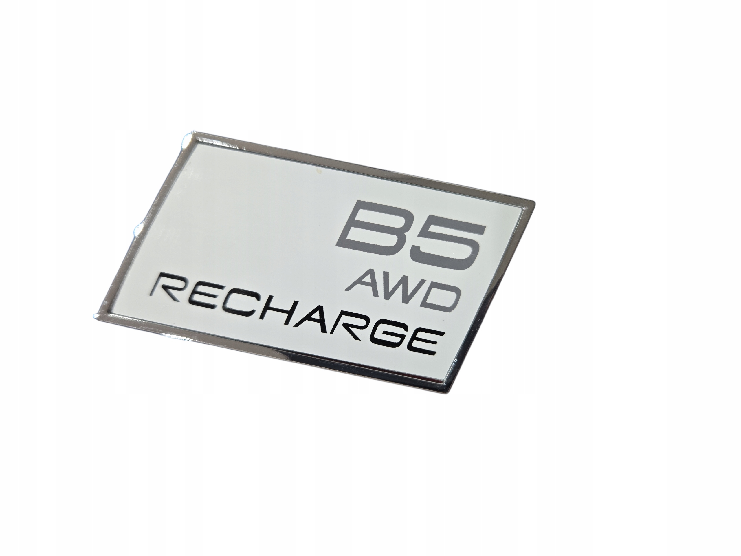 Emblemat B5 Awd Recharge do Volvo White Silver Glossy Na Klapę Tył Naklejka