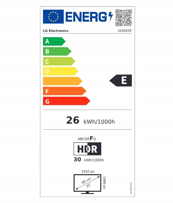 31,5" LG 32SR50F-W s webOS Váha výrobku včetně jednotkového obalu 9 kg