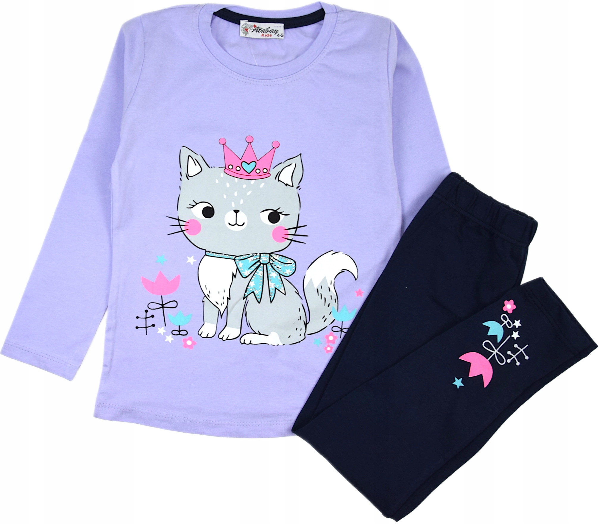 

Dziewczęcy Komplet Legginsy Bluzka Kotek 110/116