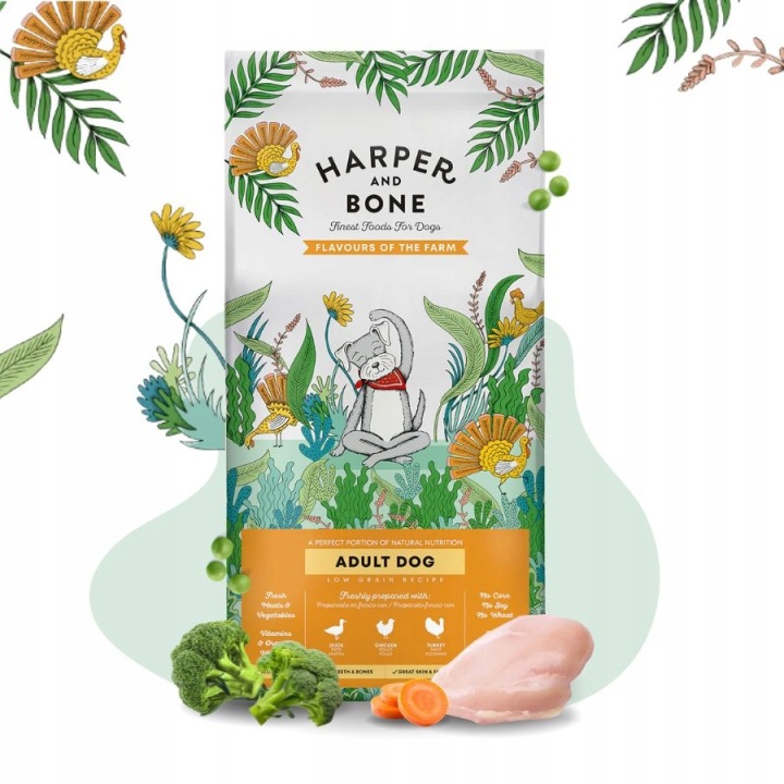 Harper and Bone krmivo pro psa 50% Maso Krůta Kachna Játra Zelenina 12kg