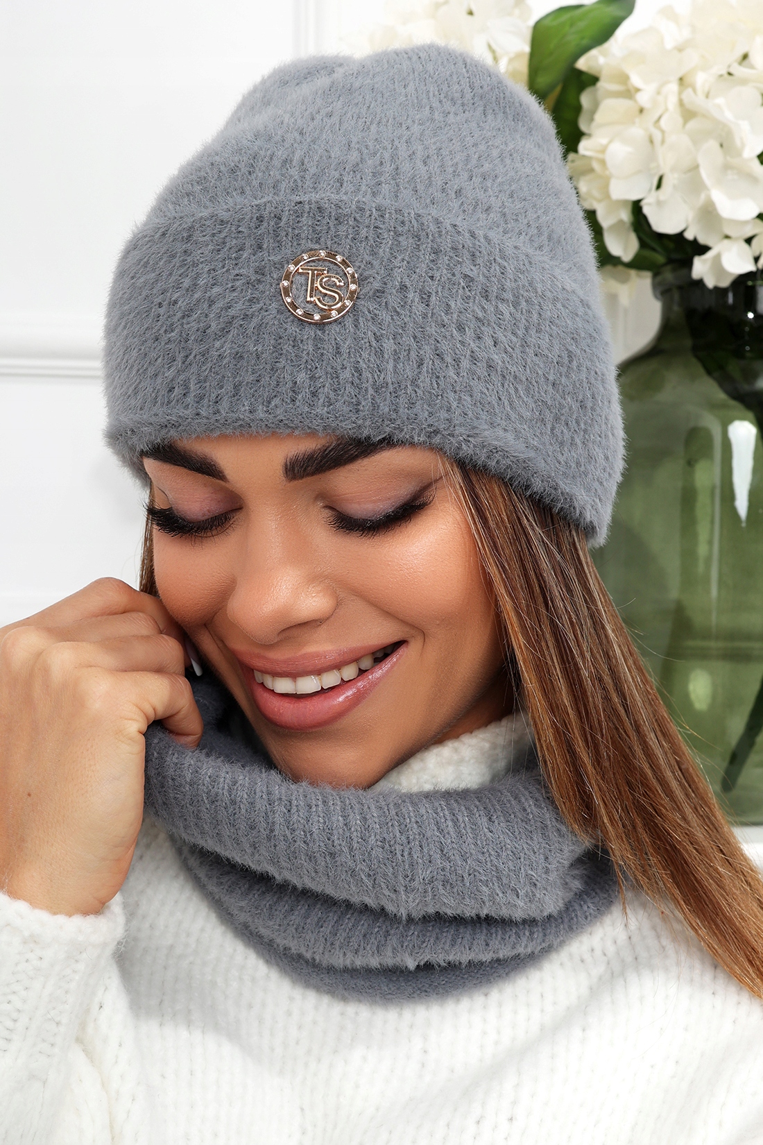 KOMPLET DAMSKI CZAPKA BEANIE KOMIN GOLF TUBA DUŻY ZESTAW CIEPŁY ZIMOWY KOL Rozmiar uniwersalny