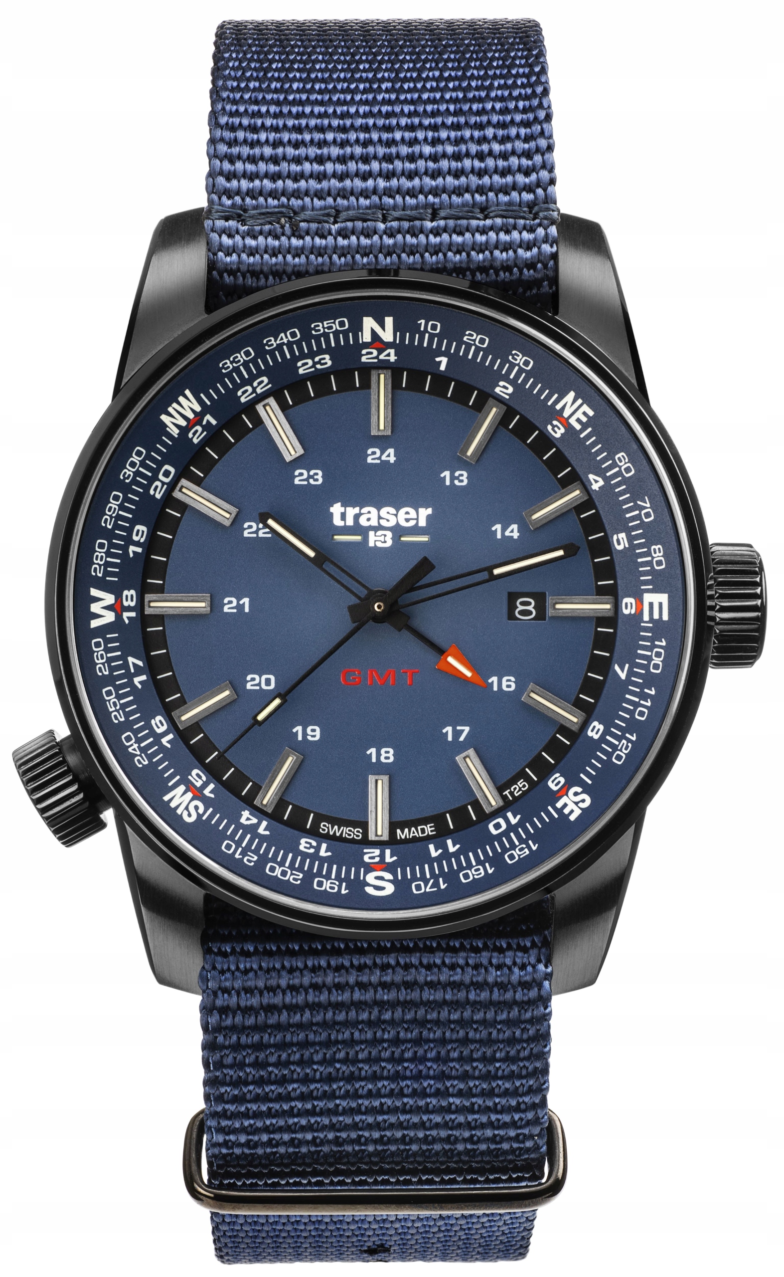 Nový Originální Pánské Hodinky Traser TS-109034 modrý P68 gravírování kompas