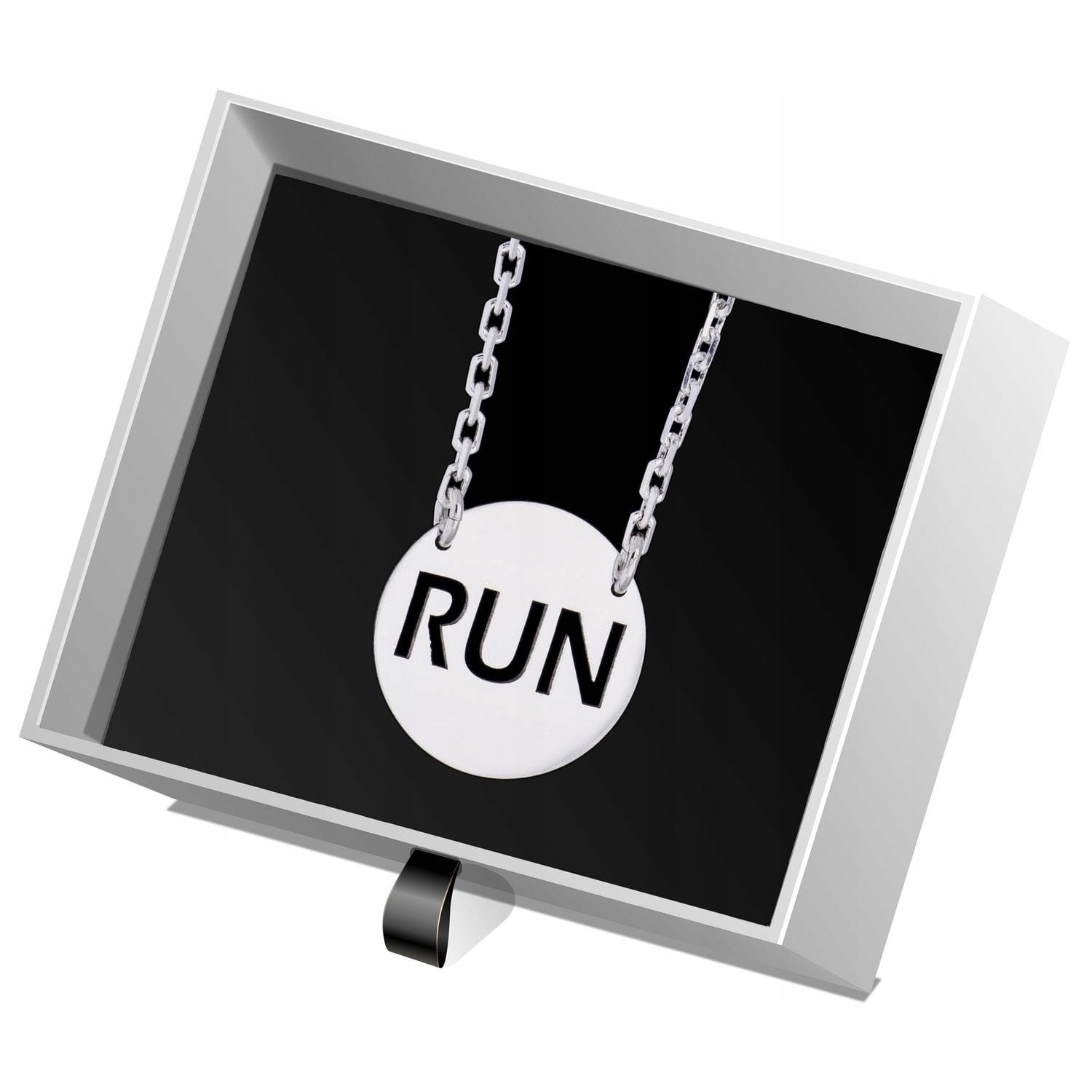 

Srebrny naszyjnik. Srebrny talarek. Run. Bieg. Bie