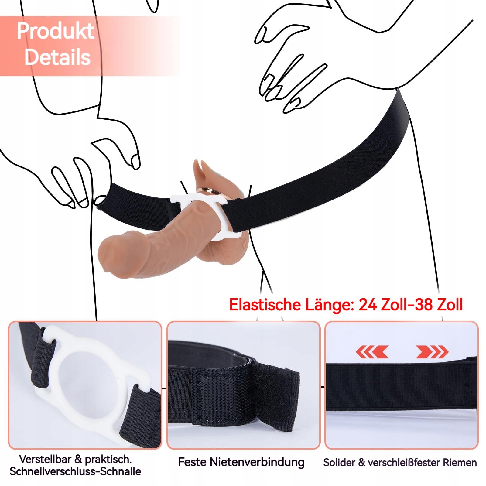 A-STOß Realistyczny Dildo Podwójny Strap On Wibrator Silikonowy dla Par — miniatura 7