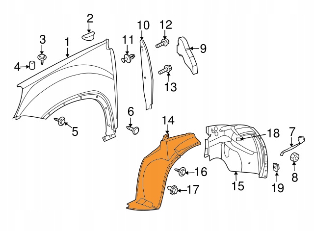 GMC ACADIA 07-12 NADKOLE PRZEDNIE LEWE OEM Producent części General Motors