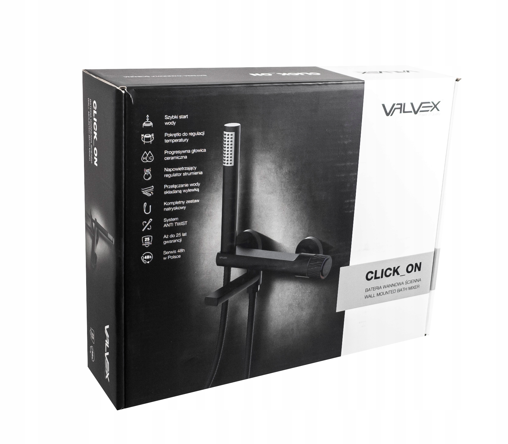 BATERIA WANNOWA PRYSZNICOWA ŚCIENNA Z MIESZACZEM VALVEX DECOR BLACK CZARNA Marka Valvex