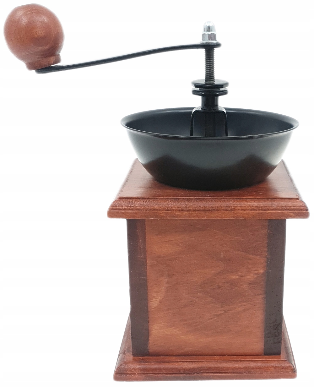 Drewniany Młynek Ręczny z Korbą do Kawy Przypraw Model Młynek z Korbą