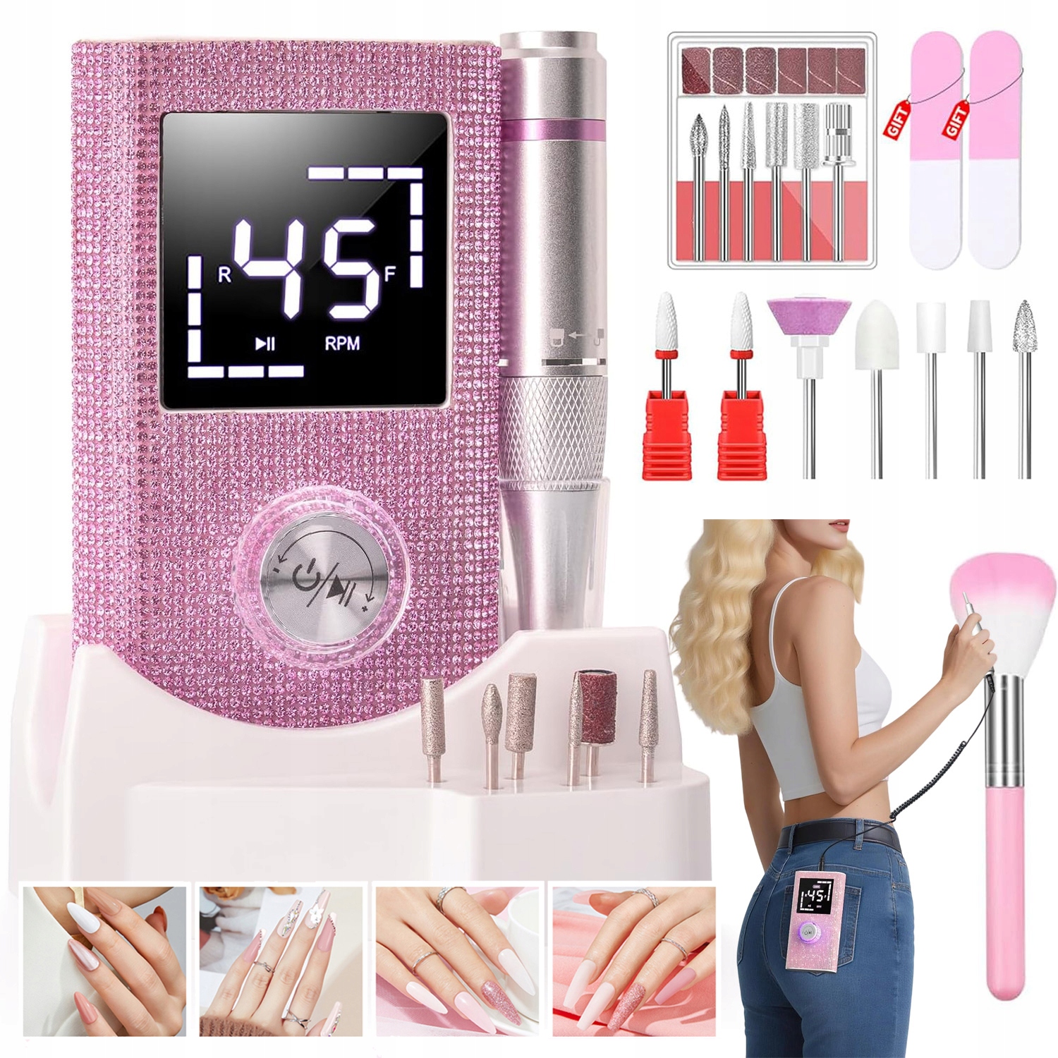 Bruska Manikúra Pedikúra Silná Profesionální Sada Fréz