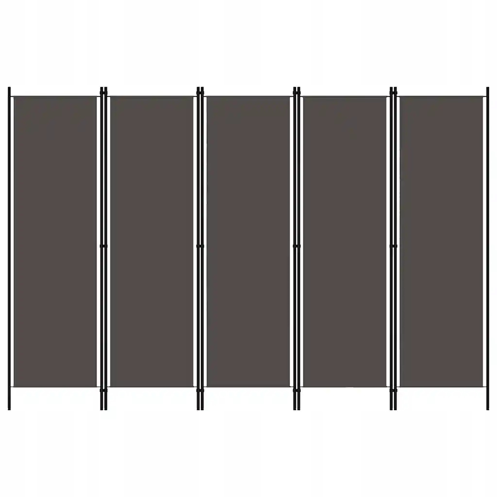 Paraván s tkaninou a železným rámem, 250 x 180 cm, antracitová barva